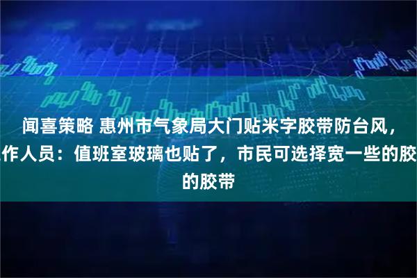 闻喜策略 惠州市气象局大门贴米字胶带防台风，工作人员：值班室玻璃也贴了，市民可选择宽一些的胶带