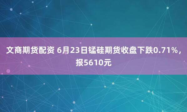 文商期货配资 6月23日锰硅期货收盘下跌0.71%，报5610元