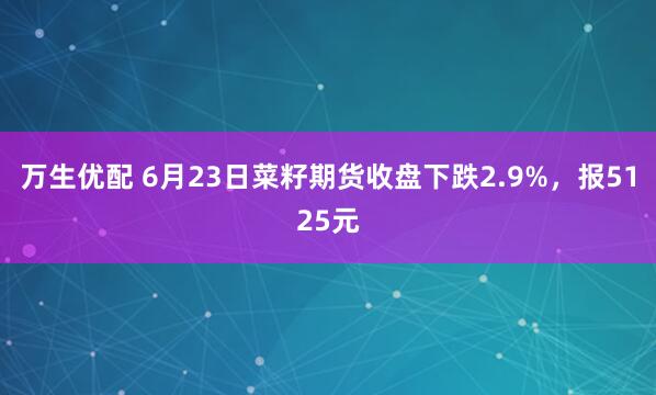 万生优配 6月23日菜籽期货收盘下跌2.9%，报5125元