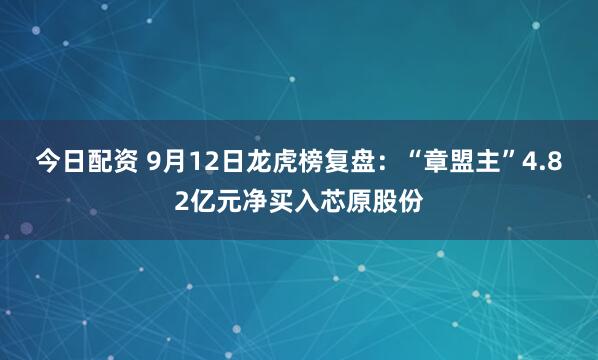 今日配资 9月12日龙虎榜复盘：“章盟主”4.82亿元净买入芯原股份