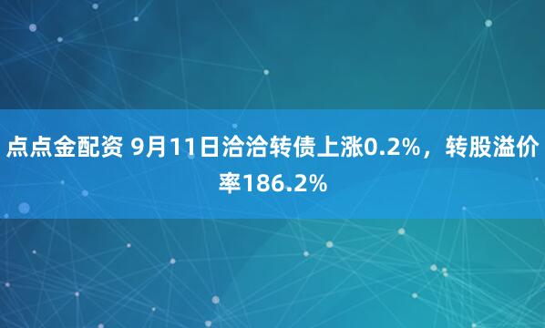 点点金配资 9月11日洽洽转债上涨0.2%，转股溢价率186.2%